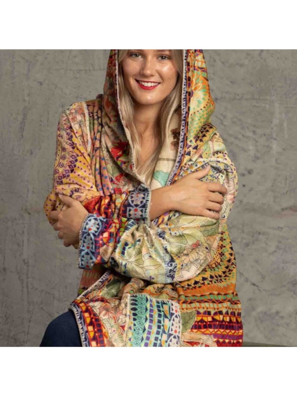 Johnny Was Reversible Sherpa Hooded Jacket Mosaic Multi Small EUC - Picture 10 of 10